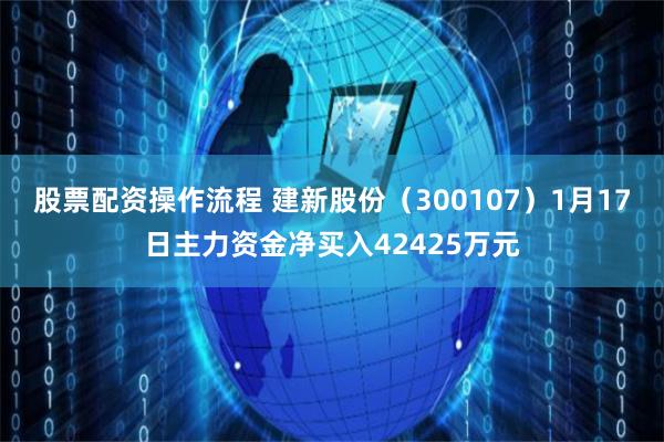 股票配资操作流程 建新股份（300107）1月17日主力资金净买入42425万元