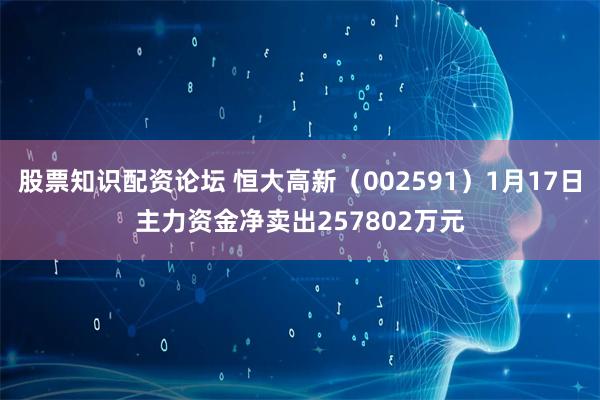 股票知识配资论坛 恒大高新（002591）1月17日主力资金净卖出257802万元